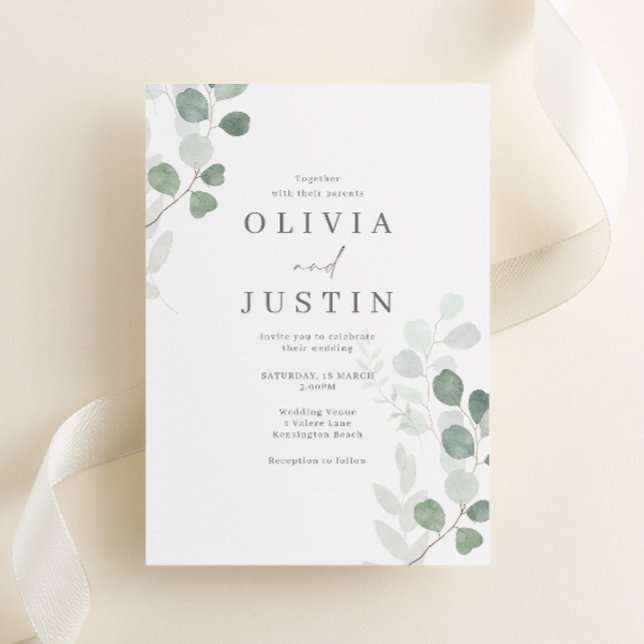 The Beautiful Wedding: Green Leaf Elegance Wedding Invitation (Creator Uploaded)
