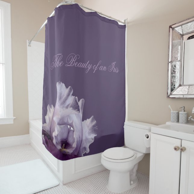 The Beauty of a Purple Iris Shower Curtain (In Situ)