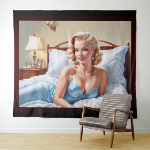 The Bed Is Just Fine AI Concept Art by Xzendor7 Tapestry