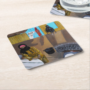 The Bedouin Women Painting by Alfred Fox Square Paper Coaster