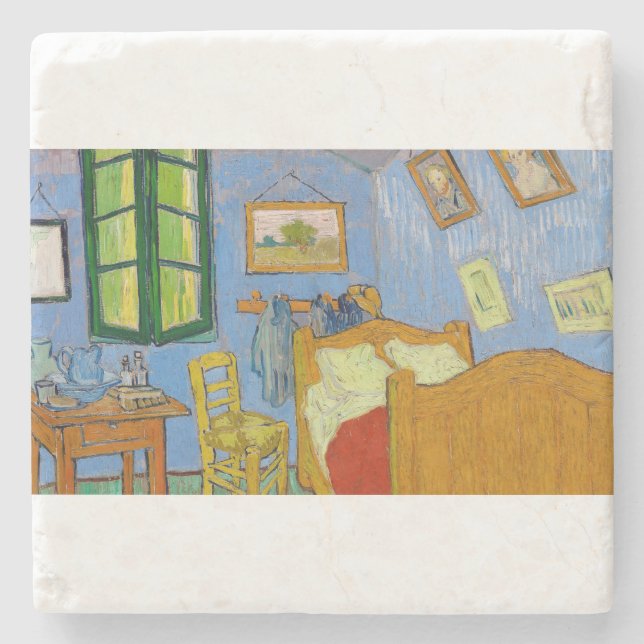 The Bedroom by Vincent van Gogh Stone Coaster (Front)
