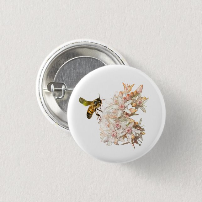 The bee, 3 cm round badge (Front & Back)