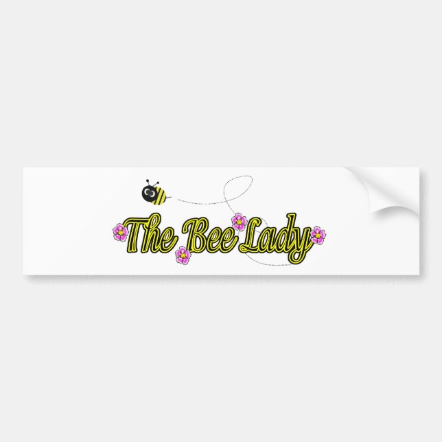 the bee lady with flowers bumper sticker (Front)
