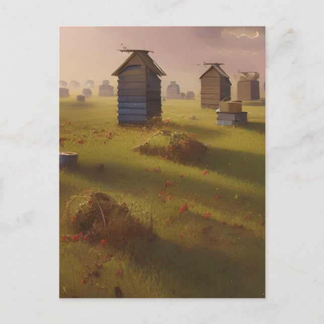 The Beehives Pastoral Art Scene  Postcard (Front)