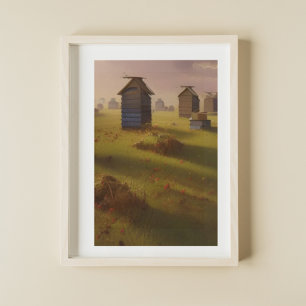 The Beehives Pastoral Art Scene Poster