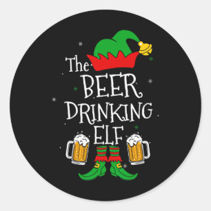 The Beer Drinking Elf Matching Family Drinker Merr Classic Round Sticker