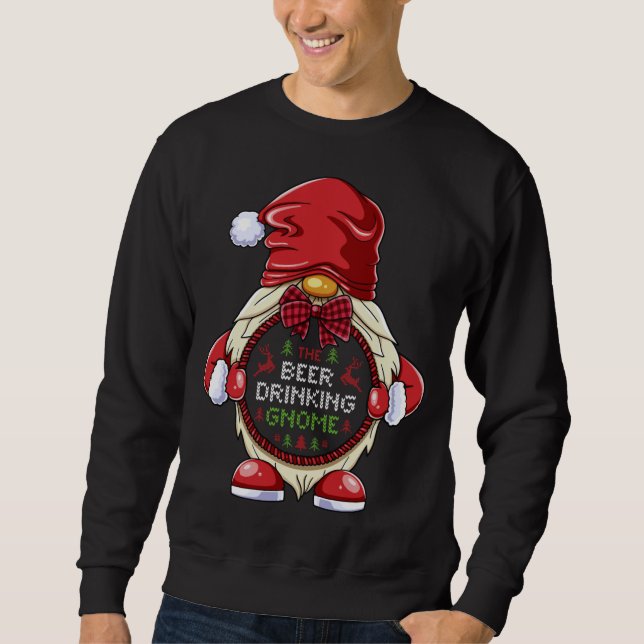 The Beer Drinking Gnome Matching Family Christmas Sweatshirt (Front)