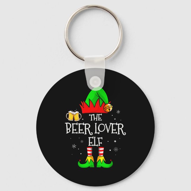 The Beer Lover Elf Matching Family Christmas Drink Key Ring (Front)