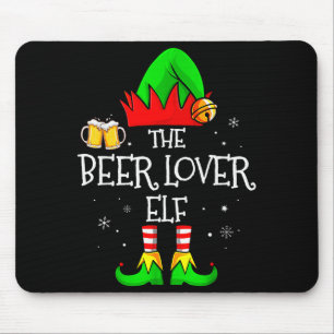 The Beer Lover Elf Matching Family Christmas Drink Mouse Pad
