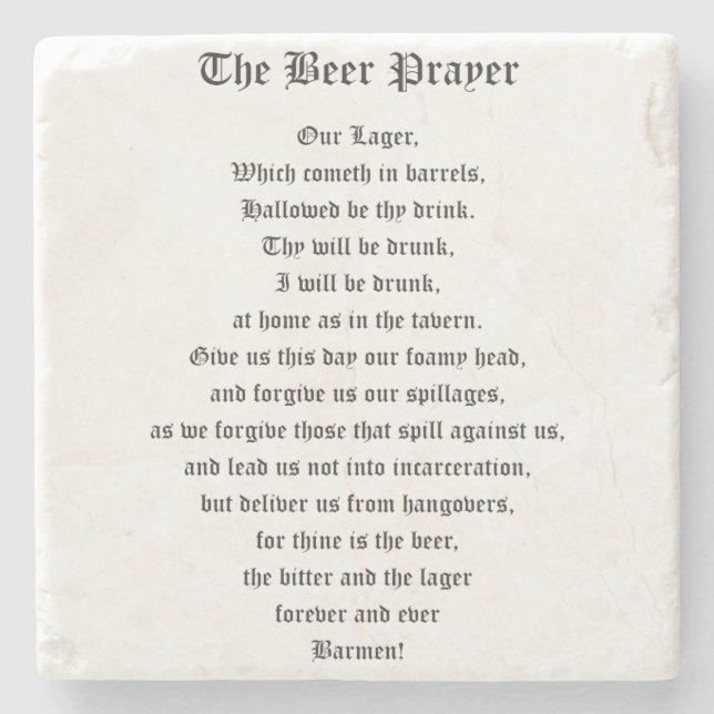 The Beer Prayer Stone Coaster (Front)