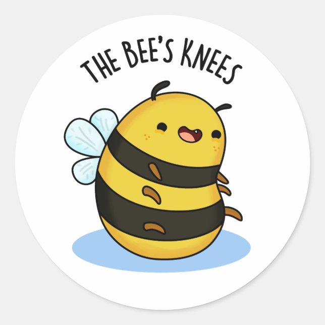 The Bees Knees Funny Bumble Bee Pun  Classic Round Sticker (Front)