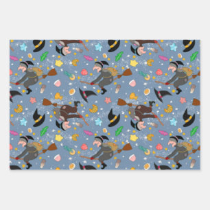 The befana comes at night with the broom pattern wrapping paper sheet