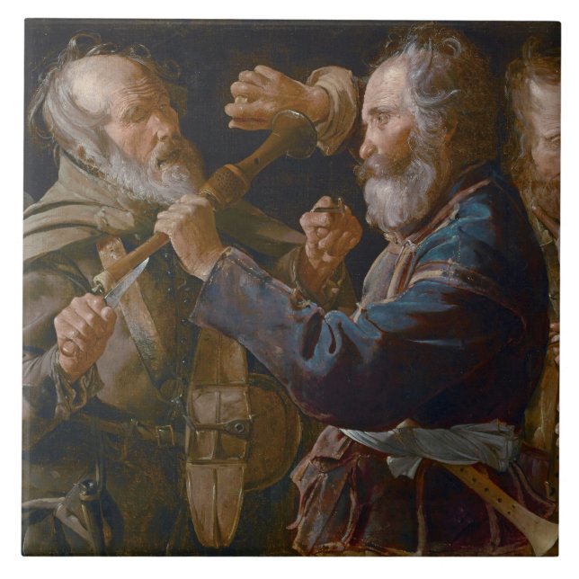 The Beggars' Brawl, c.1625-30 (oil on canvas) Tile (Front)