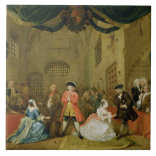 The Beggar's Opera, Scene III, Act XI, 1729 (oil o Tile