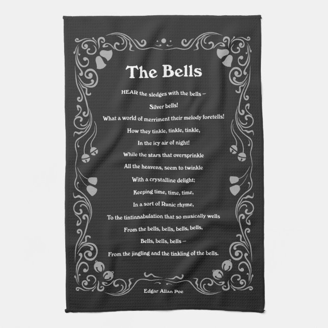 The Bells by Edgar Allan Poe Tea Towel (Vertical)