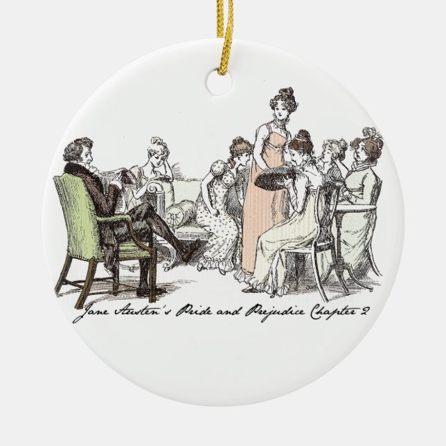 The Bennet Family - Jane Austen Pride & Prejudice Ceramic Tree Decoration (Front)
