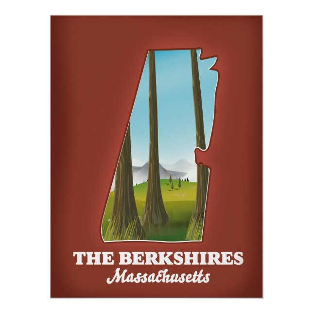 The Berkshires Massachusetts map Poster (Front)