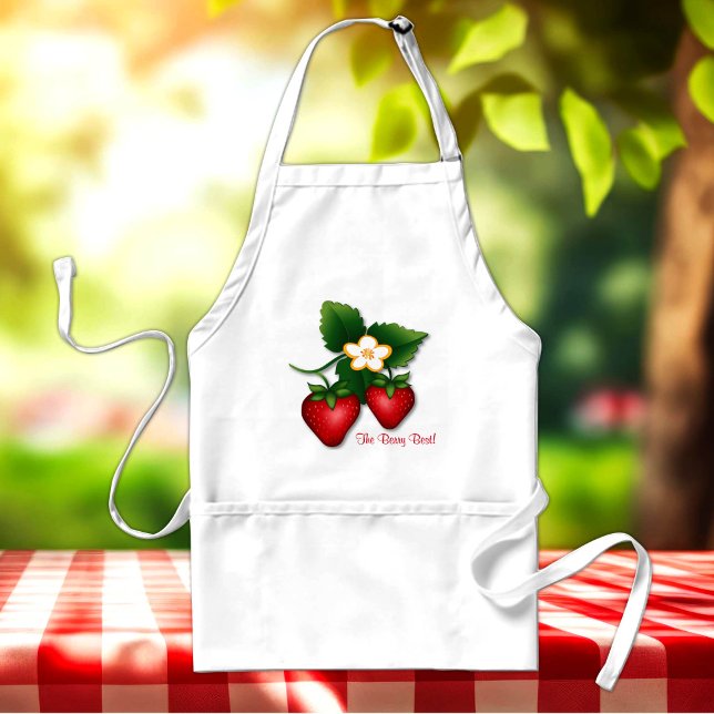 The Berry Best Strawberry  Standard Apron (Add a touch of flavor to your kitchen with our sweet strawberry apron!)