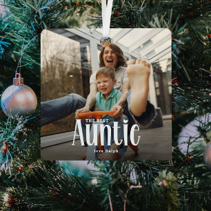 The Best AUNTIE' Custom Photo Cute Gift  Metal Tree Decoration