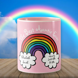 The Best Auntie Ever Rainbow Pink Two-Tone Coffee Mug
