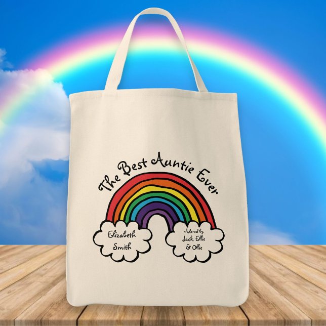The Best Auntie Ever Rainbow Tote Bag (Creator Uploaded)