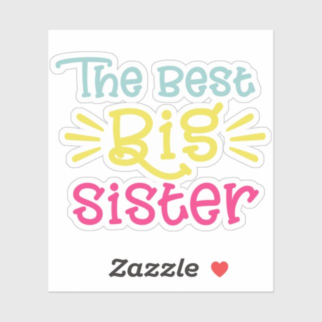 The Best Big Sister Colourful Lettering (Sheet)