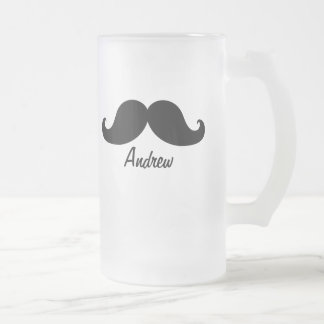 THE BEST BLACK MUSTACHE PERSONALIZED FROSTED GLASS BEER MUG