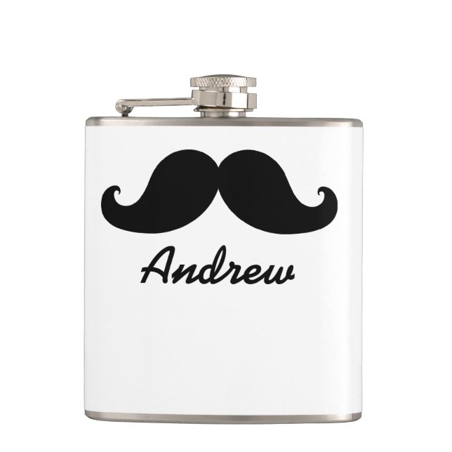 THE BEST BLACK MUSTACHE PERSONALIZED HIP FLASK (Front)