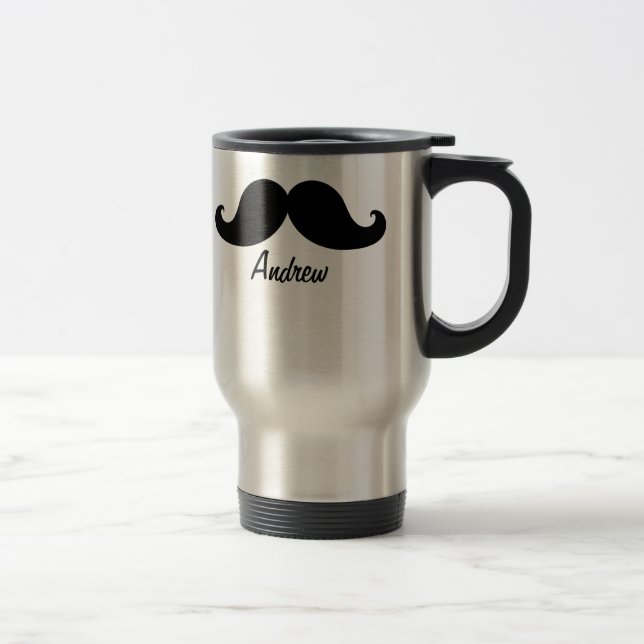 THE BEST BLACK MUSTACHE PERSONALIZED TRAVEL MUG (Right)