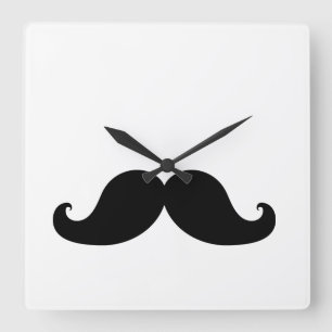 THE BEST BLACK MUSTACHE SQUARE WALL CLOCK