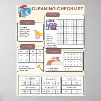 The best Cleaning Check list Poster
