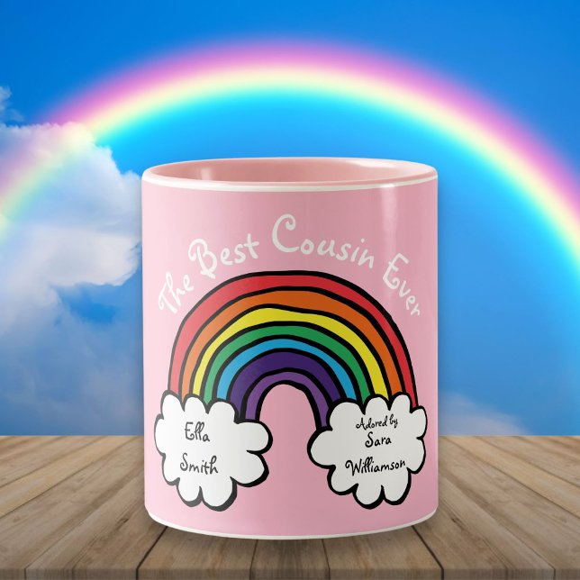 The Best Cousin Ever Rainbow Pink Two-Tone Coffee Mug (The Best Cousin Ever Rainbow Pink Two-Tone Coffee Mug)