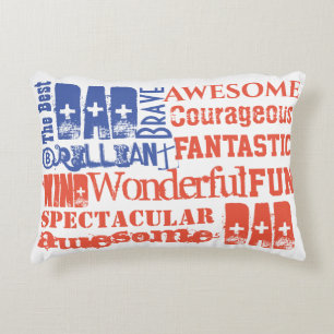 The Best Dad Awesome Red White Blue USA Flag Decorative Cushion
