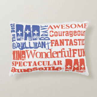 The Best Dad Awesome Red White Blue USA Flag Decorative Cushion