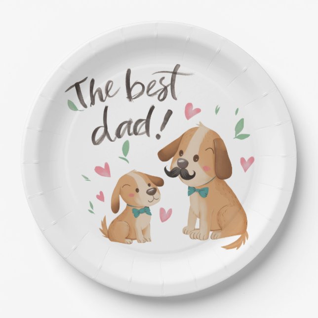 The Best Dad Dog Paper Plate (Front)
