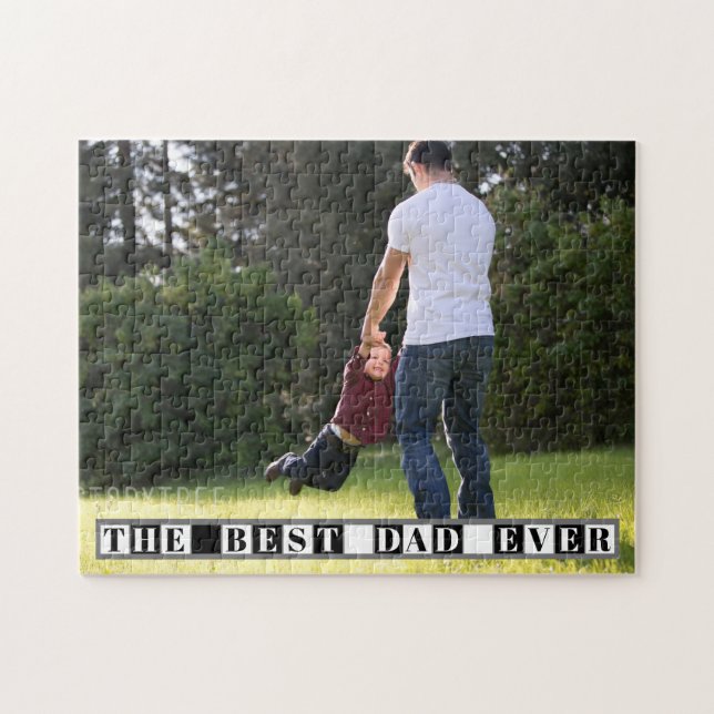 The best dad ever  black, white Father's Day photo Jigsaw Puzzle (Horizontal)