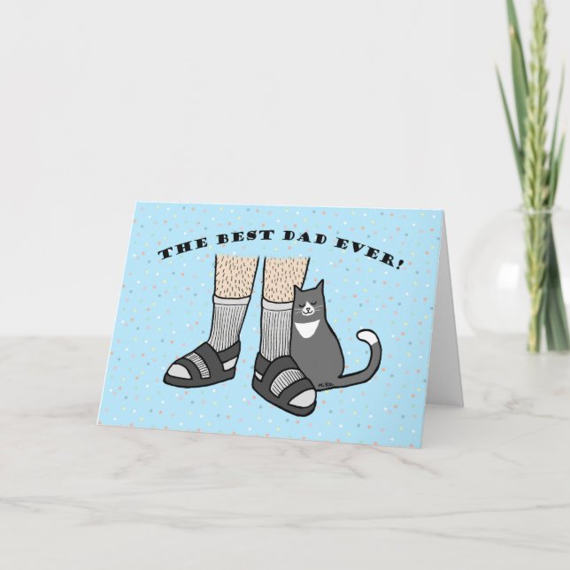 The best dad ever card, Cat lover Dad fathers day  Thank You Card (Front)