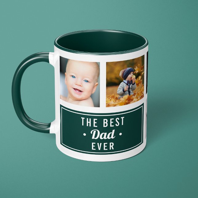 The Best Dad Ever Green Custom Photo Collage Mug (Creator Uploaded)