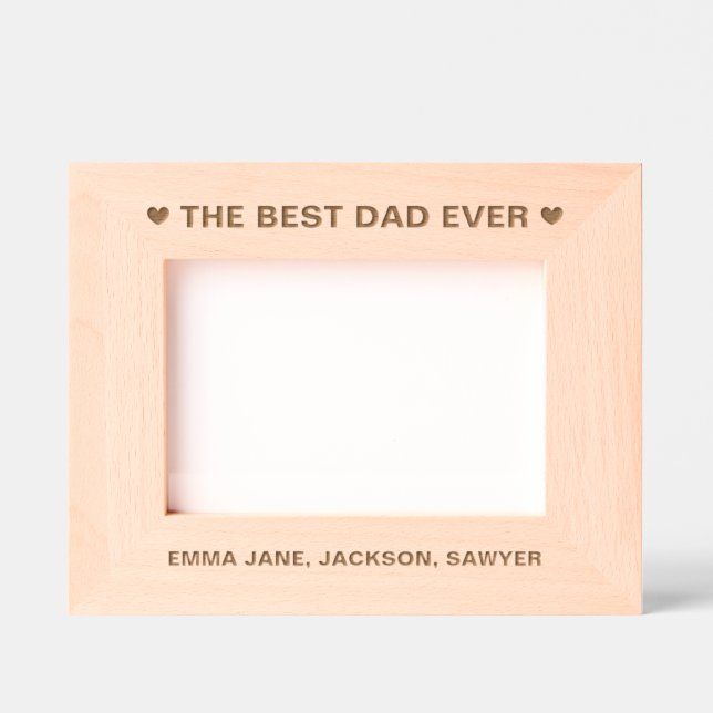 The Best Dad Ever Hearts and Names Etched Frames (Front)