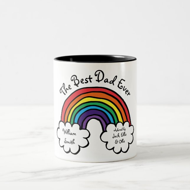 The Best Dad Ever Rainbow Fun Modern Two-Tone Coffee Mug (Center)