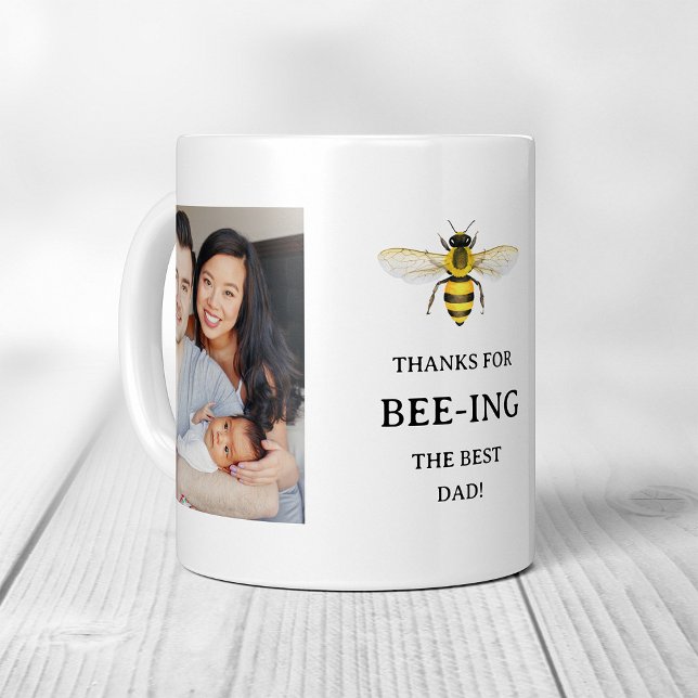 The Best Dad | Simple Cute Bee and Photos Coffee Mug (Creator Uploaded)