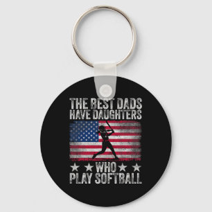 The Best Dads Have Daughters Who Play Softll Fathe Key Ring