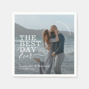 The Best Day Ever Modern Bohemian Beach Wedding  Napkin