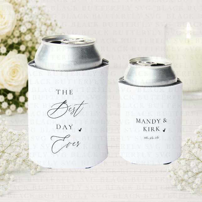 The Best Day Ever Wedding Can Cooler | Minimalist  (Wedding Can Koozie )