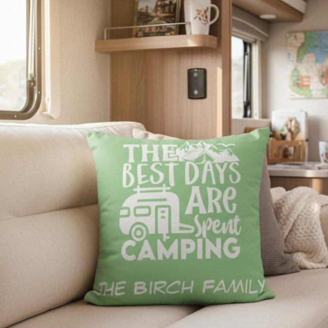 The Best Days Are Spent Camping Family Name Cushion (Creator Uploaded)
