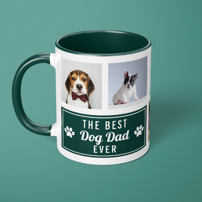 The Best Dog Dad Ever Green Pet Collage Photo Mug (Creator Uploaded)