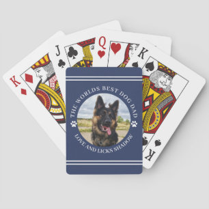 The Best Dog Dad Photo Blue Playing Cards