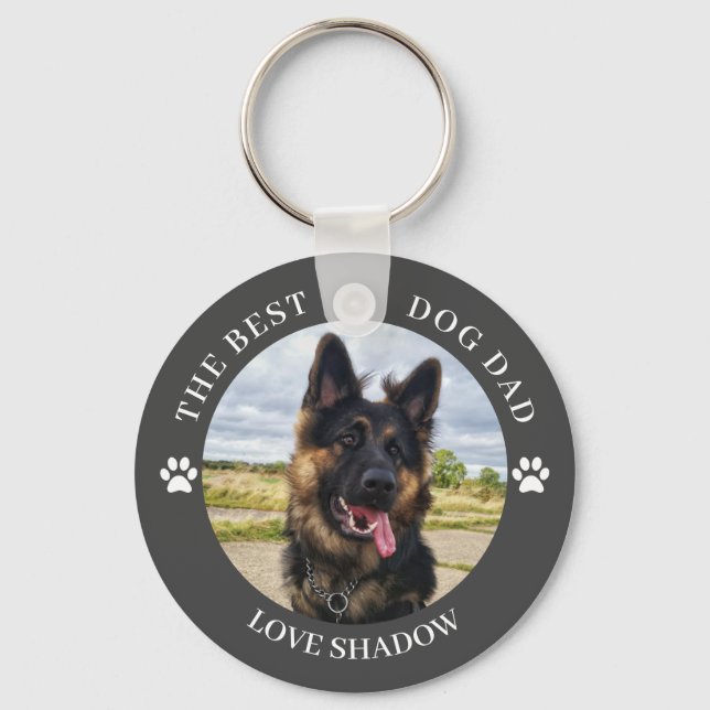 The Best Dog Dad Photo Keychain (Front)