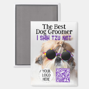 The Best dog groomer Shih Tzu Not Logo QR code Magnet