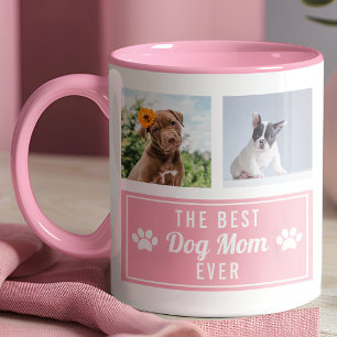The Best Dog Mum Ever Pink Pet Collage Photo Mug